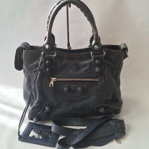 Black balenciaga city bag medium w mirror